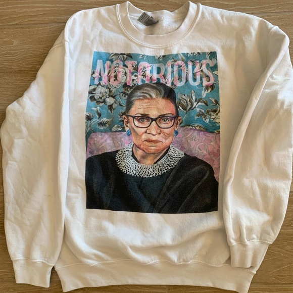 Notorious Rbg Ruth Bader Ginsburg Sweatshirt, Custom Made, Medium (M) | Color: White | Size: M | Mkthocit12's Closet